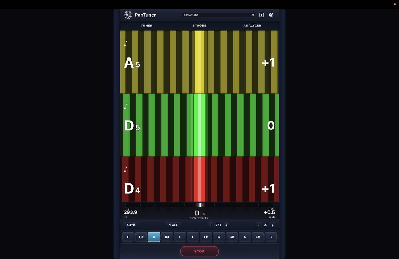 Strobe Tuner - Harmonics nearly in tune